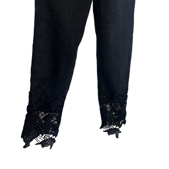 Jessica Simpson Collection | Black Noir Floral Lace Skinny Jeans Girls | Size 8 - Picture 5 of 9